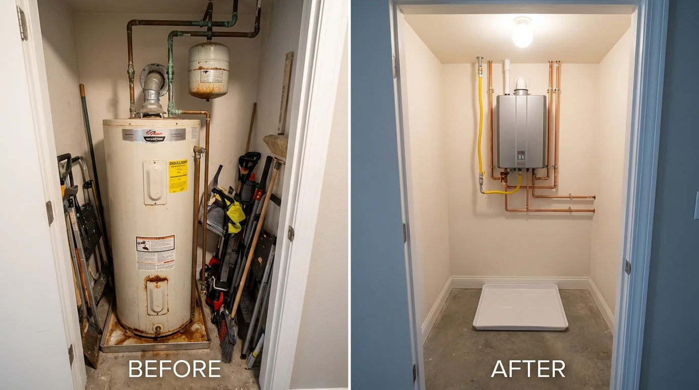 Tank water heater versus wall-mounted tankless unit comparison for Smithville, TX homeowners